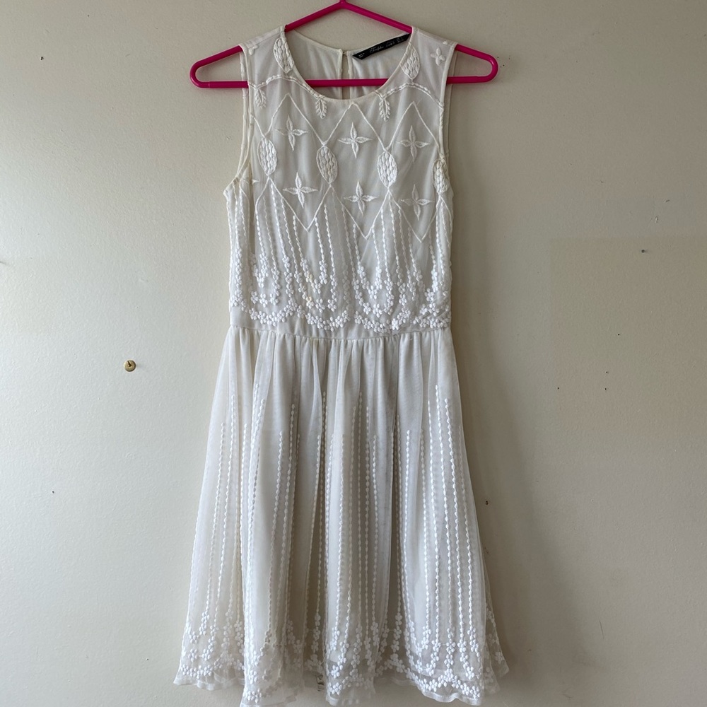 White embroidered Zara dress